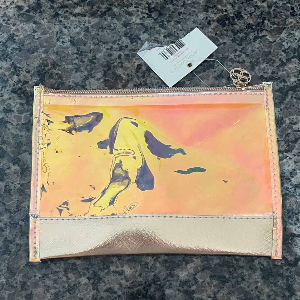 NWT CandieCouture Iridescent Gold and Pink Cosmetic Bag 🌺
